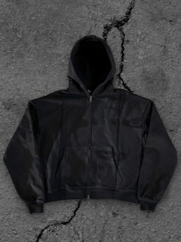 "Glitched” Zip-Up (Black)