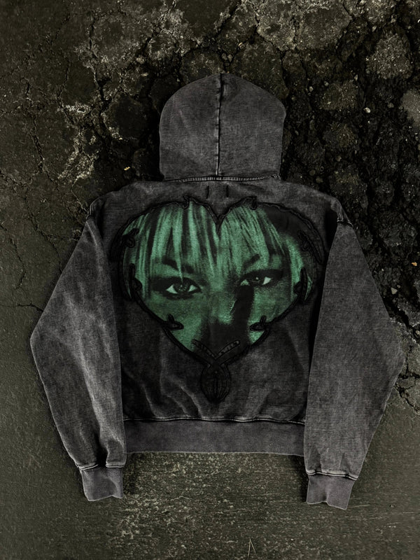 "1400" green heart zip pholoh