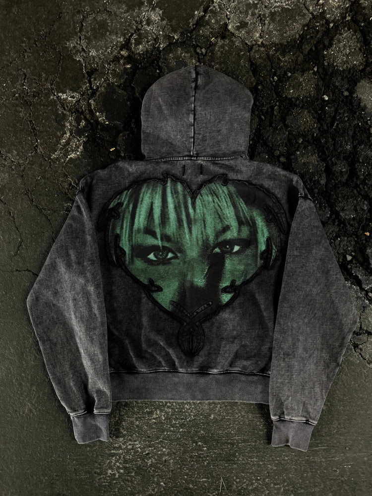 "1400" green heart zip pholoh