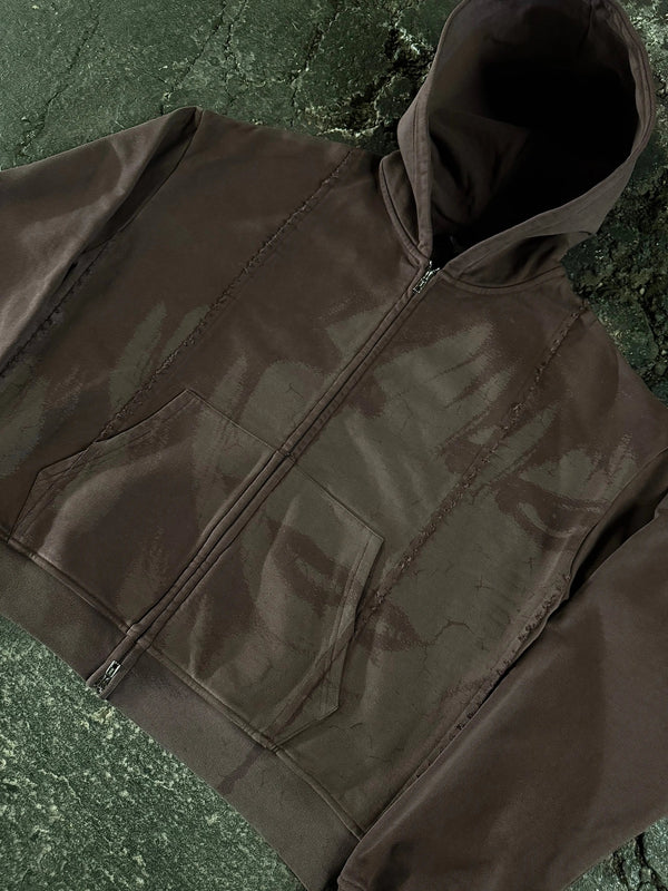 “Glitched” Zip-Up (Brown) - Second Image