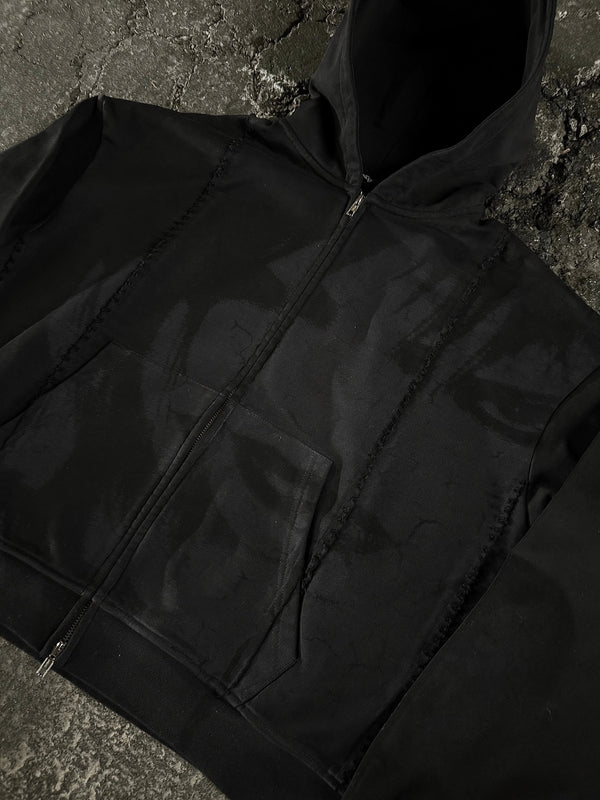 "Glitched” Zip-Up (Black) - Second Image