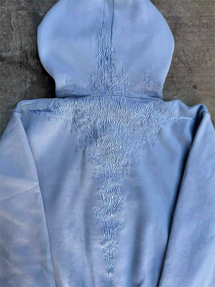 "Half a Million" Embroidered Hoodie (Baby Blue)