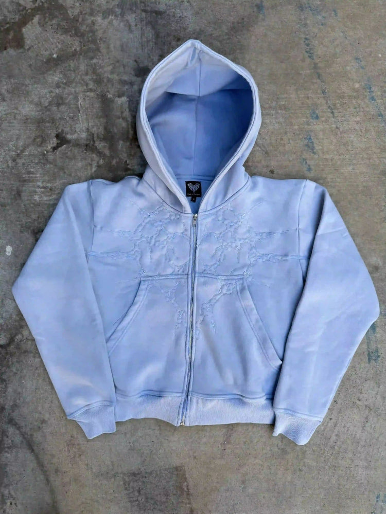 “Half a Million” Embroidery Zip-Up (Baby Blue) pholoh