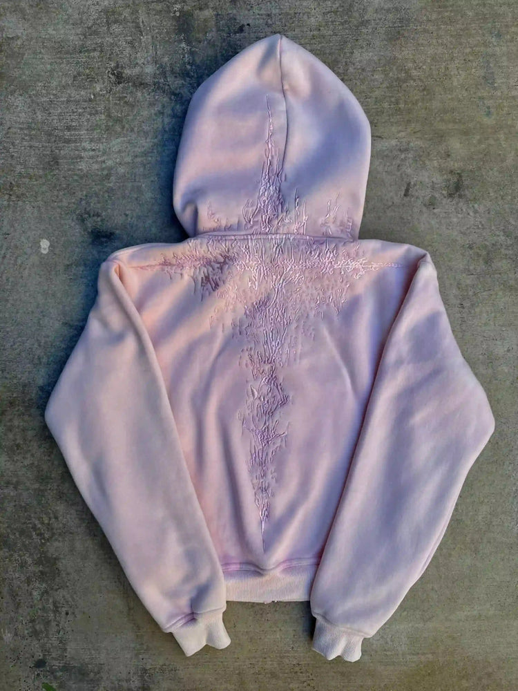 “Half a Million” Embroidery Zip-Up (Light Pink) pholoh