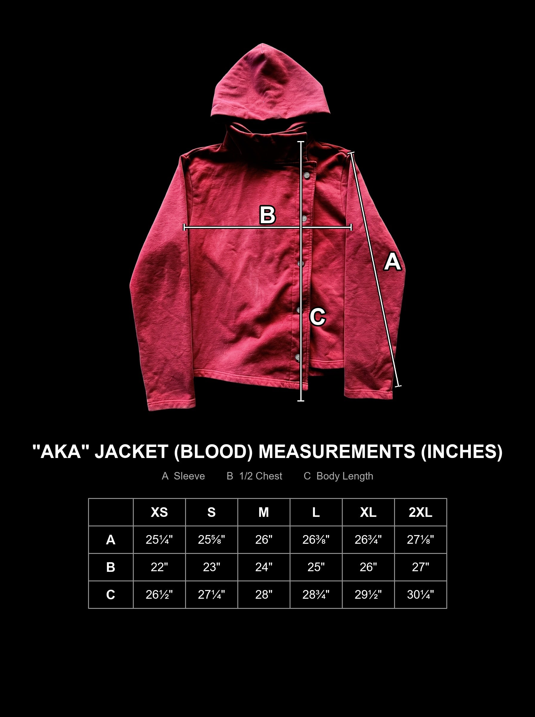 aka-jacket-blood size chart