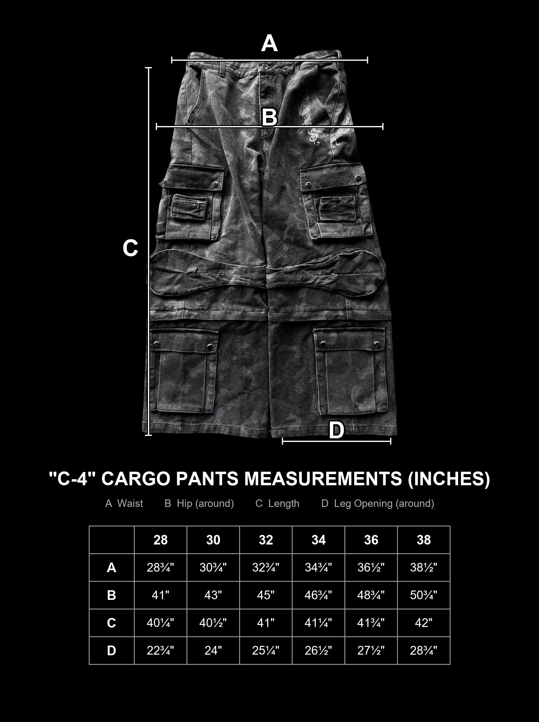 c-4-cargo-pants size chart