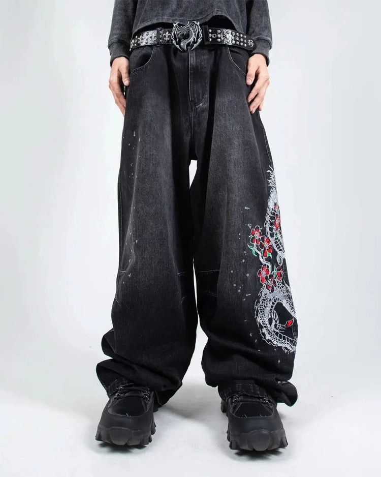 "Dragon" Jeans (Black) - pholoh