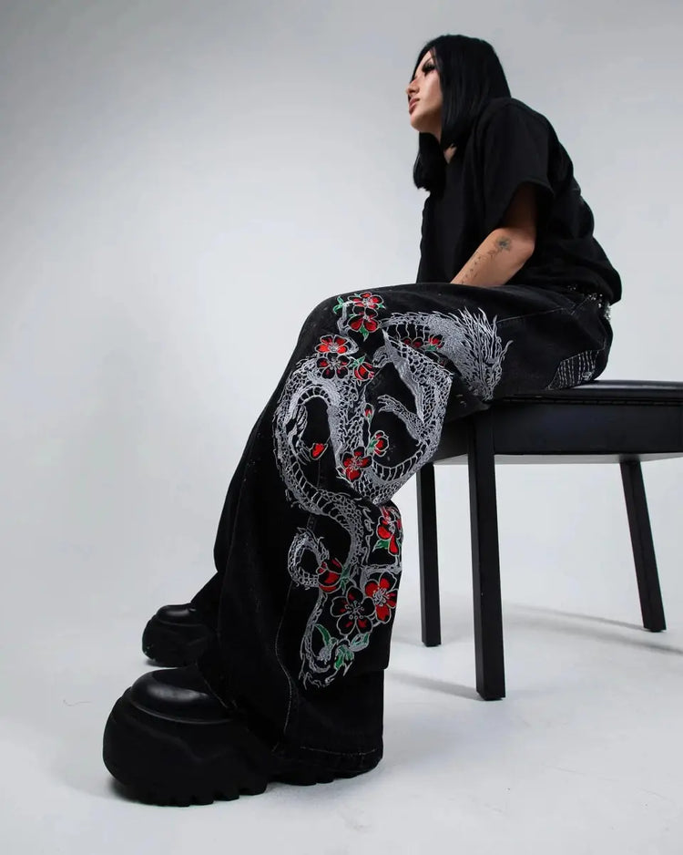 "Dragon" Jeans (Black) - pholoh