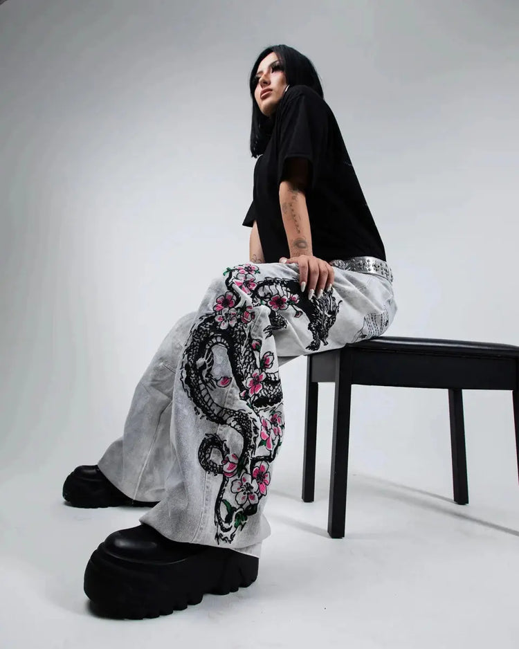 "Dragon" Jeans (White) - pholoh