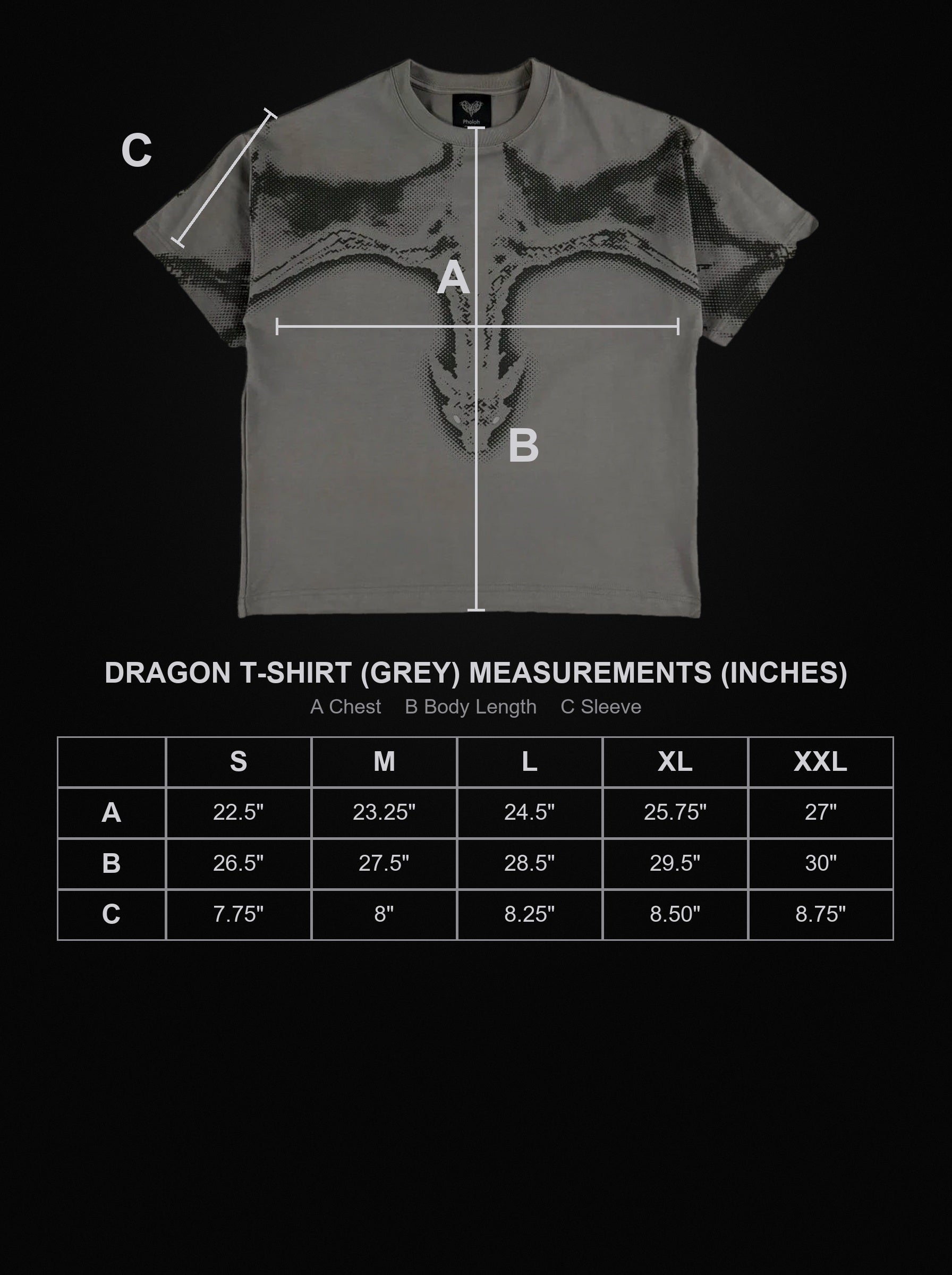 dragon-t-shirt-grey size chart