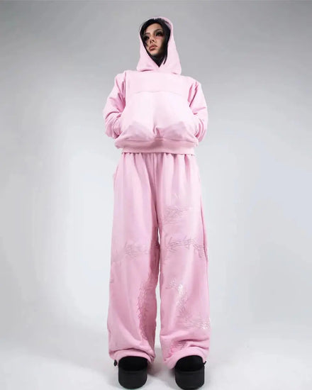 GHOUL HOODIE+SWEATS (PINK) - pholoh