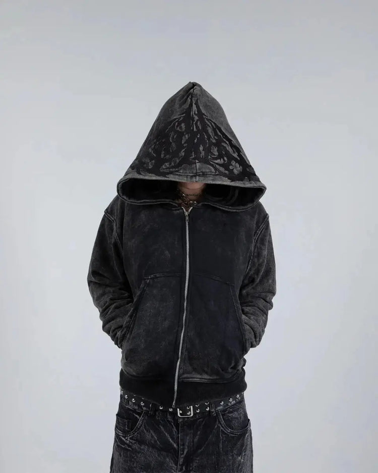 “Ghoul” ZIP - UP (Washed Black) - pholoh