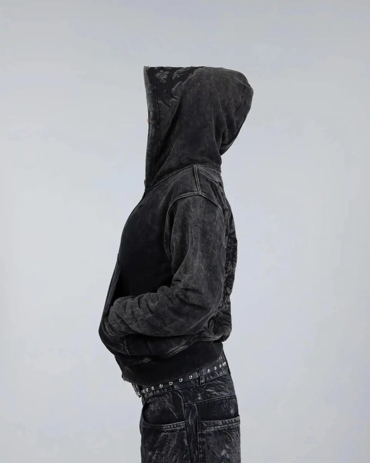“Ghoul” ZIP - UP (Washed Black) - pholoh