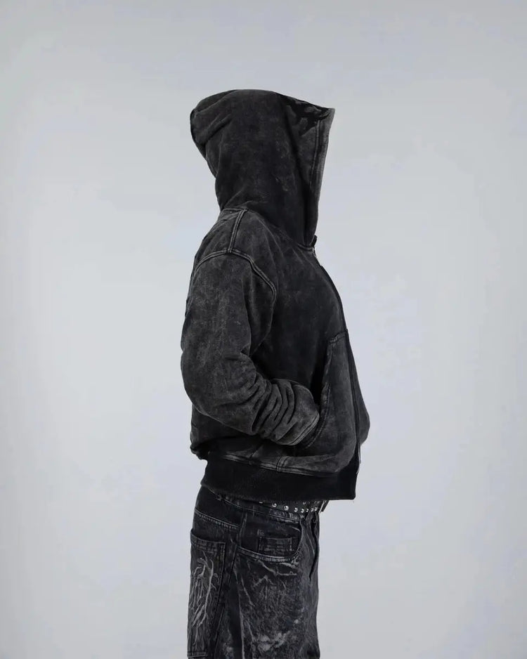 “Ghoul” ZIP - UP (Washed Black) - pholoh