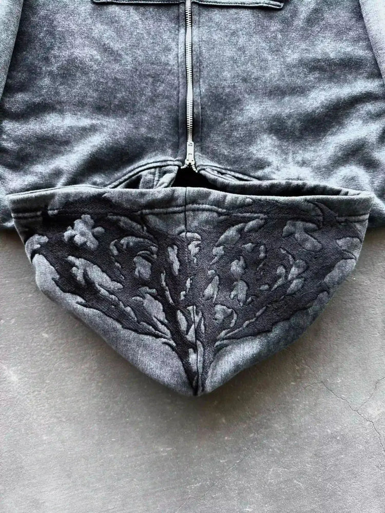 “Ghoul” ZIP - UP (Washed Black) - pholoh