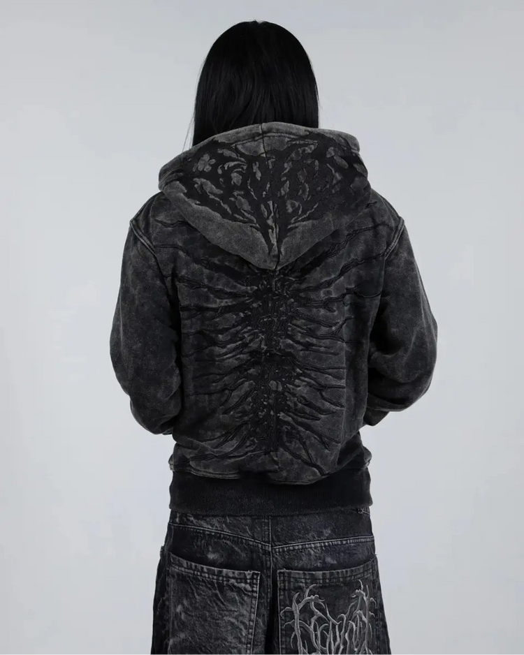 “Ghoul” ZIP - UP (Washed Black) - pholoh