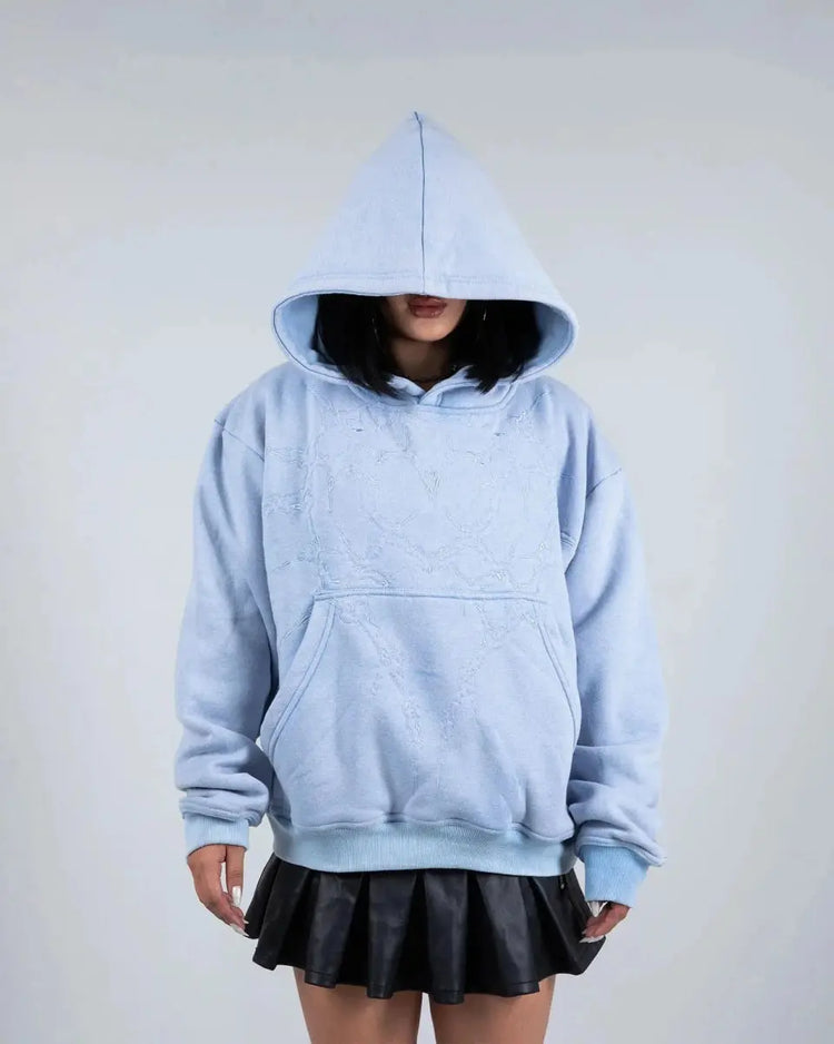 "Half a Million" Embroidered Hoodie (Baby Blue) - pholoh
