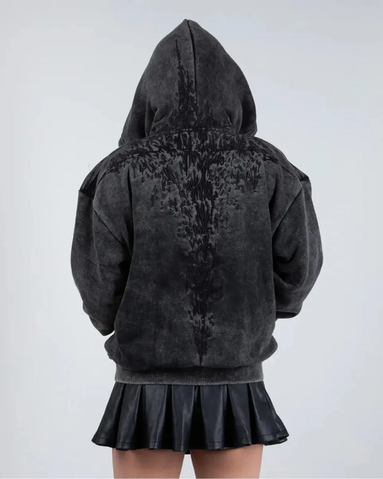 "Half a Million" Embroidered Hoodie (Black) - pholoh
