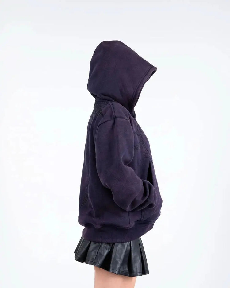 “Half a Million” Embroidered Hoodie (Dark Purple) - pholoh