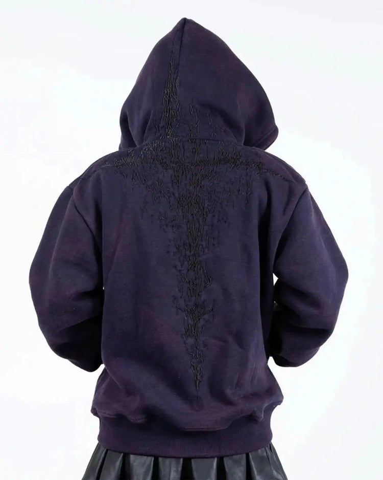 “Half a Million” Embroidered Hoodie (Dark Purple) - pholoh