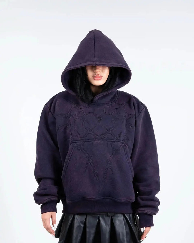 “Half a Million” Embroidered Hoodie (Dark Purple) - pholoh