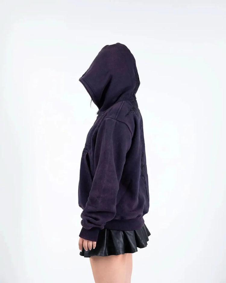 “Half a Million” Embroidered Hoodie (Dark Purple) - pholoh