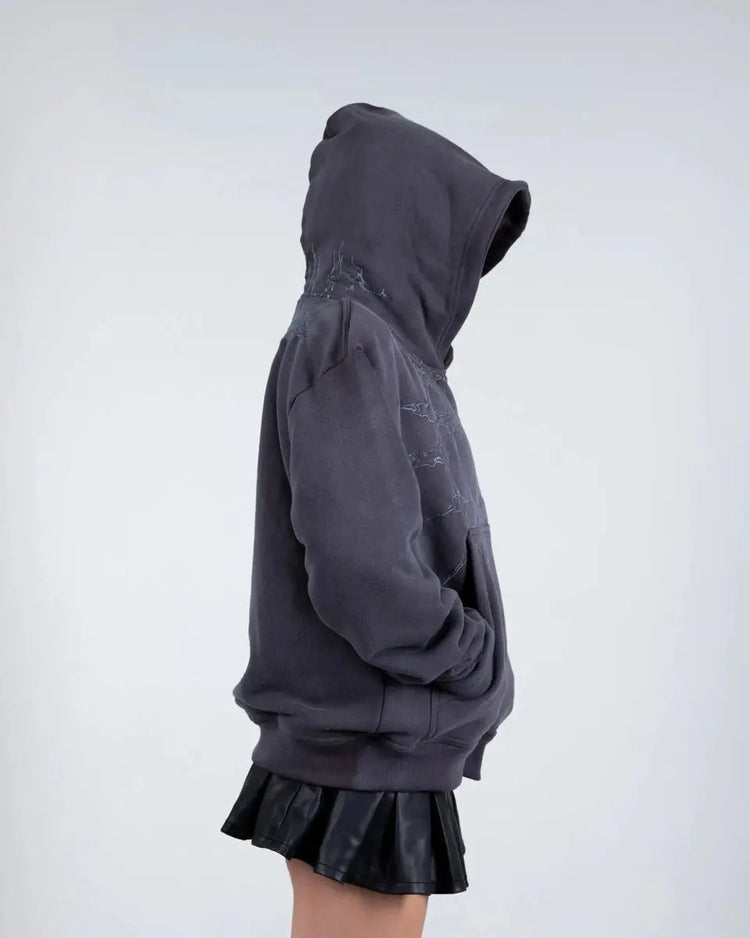 "Half a Million" Embroidered Hoodie (Grey) - pholoh