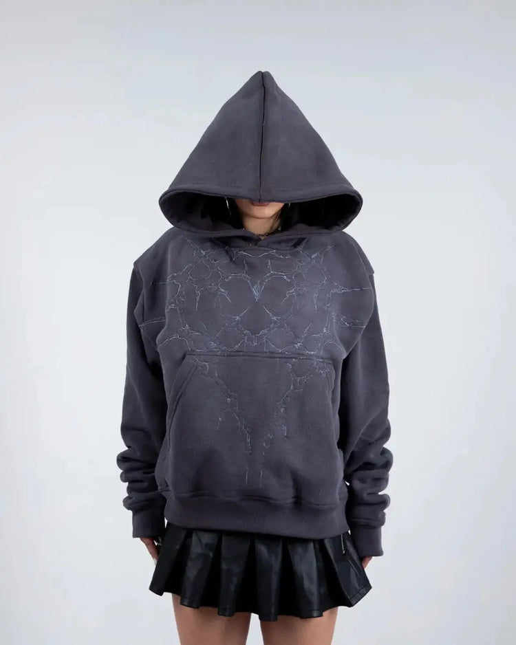 "Half a Million" Embroidered Hoodie (Grey) - pholoh