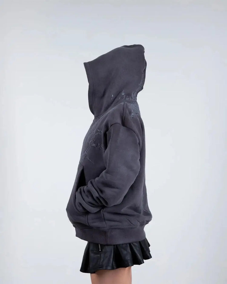 "Half a Million" Embroidered Hoodie (Grey) - pholoh