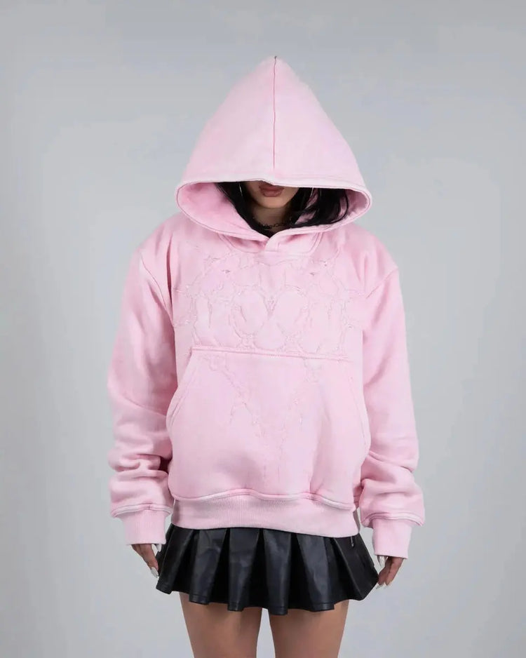 "Half a Million" Embroidered Hoodie (Light Pink) - pholoh