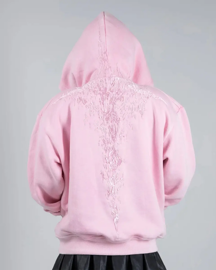 "Half a Million" Embroidered Hoodie (Light Pink) - pholoh