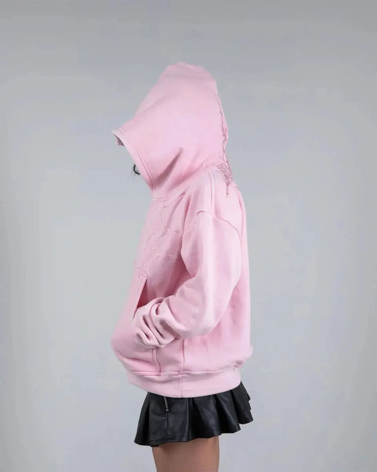 "Half a Million" Embroidered Hoodie (Light Pink) - pholoh