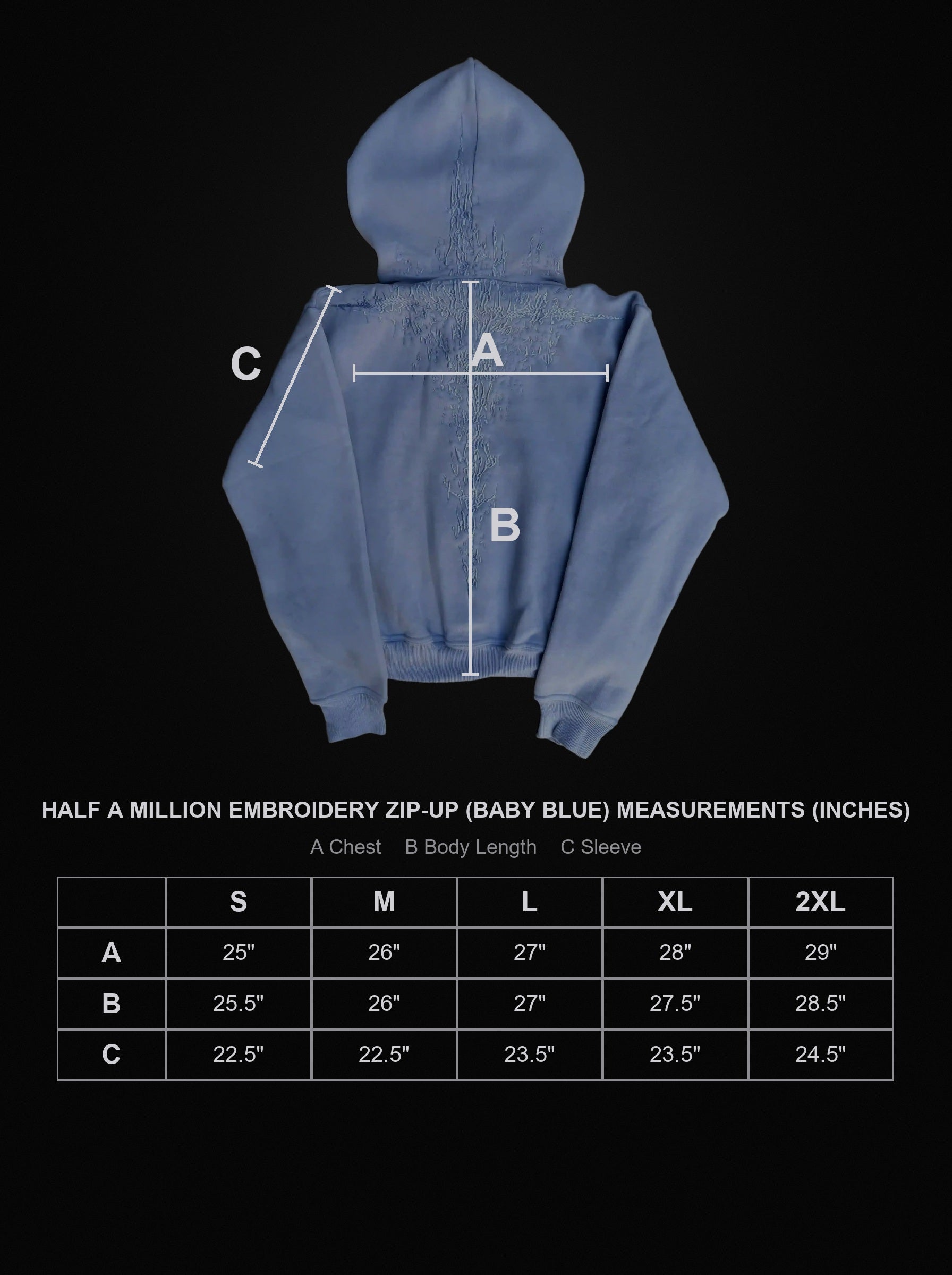 half-a-million-embroidery-zip-up-baby-blue size chart
