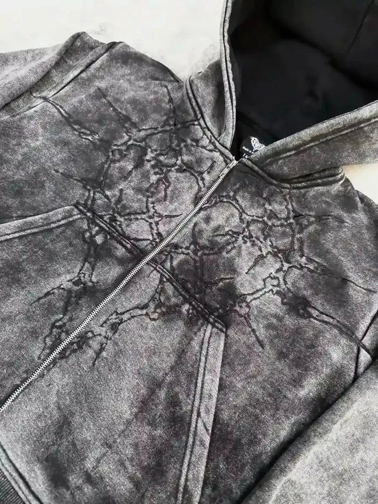 “Half a Million” Embroidery Zip-Up (Black) pholoh