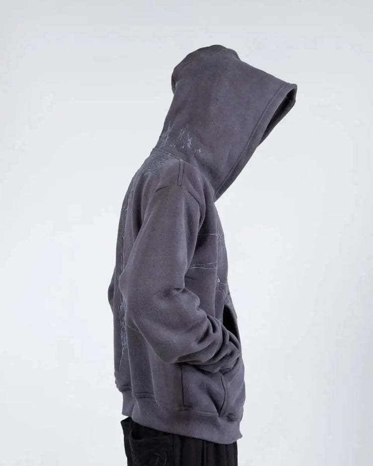 “Half a Million” Embroidery Zip - Up (Grey) - pholoh