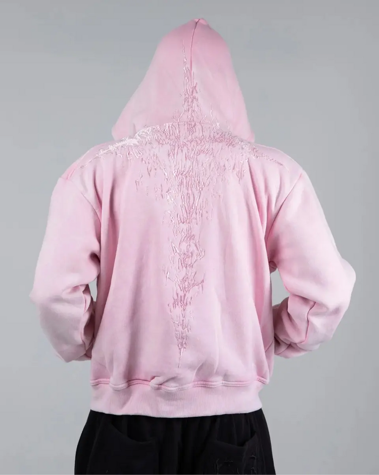 “Half a Million” Embroidery Zip - Up (Light Pink) - pholoh