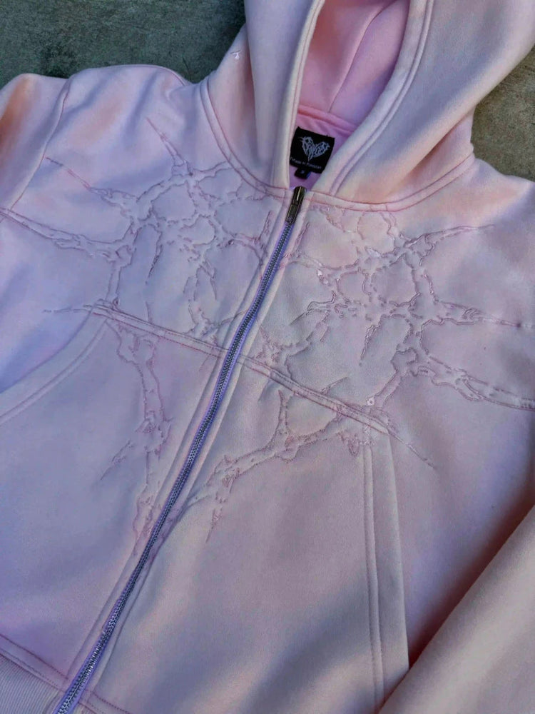 “Half a Million” Embroidery Zip-Up (Light Pink) pholoh