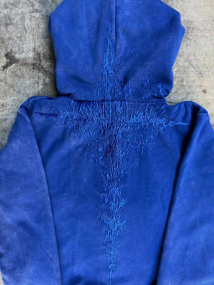 “Half a Million” Embroidery Zip-Up (Royal Blue) pholoh