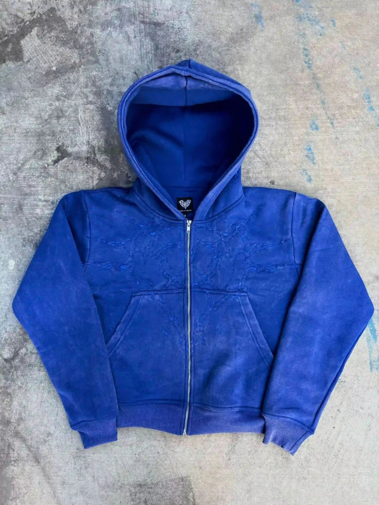 “Half a Million” Embroidery Zip-Up (Royal Blue) pholoh