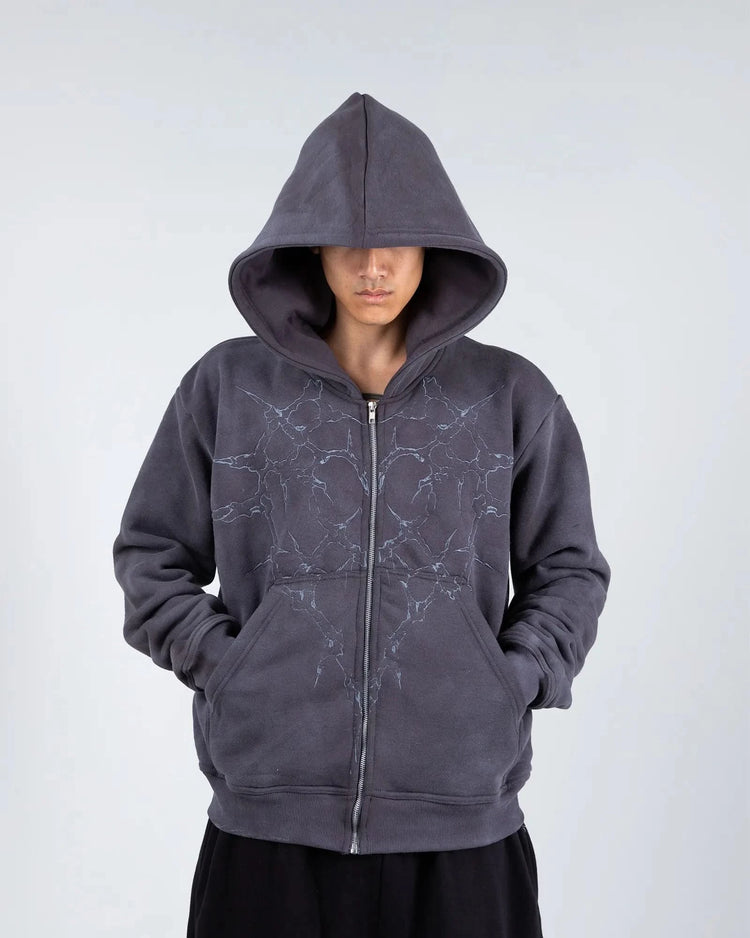 “Half a Million” Embroidery Zip-Up (Grey)