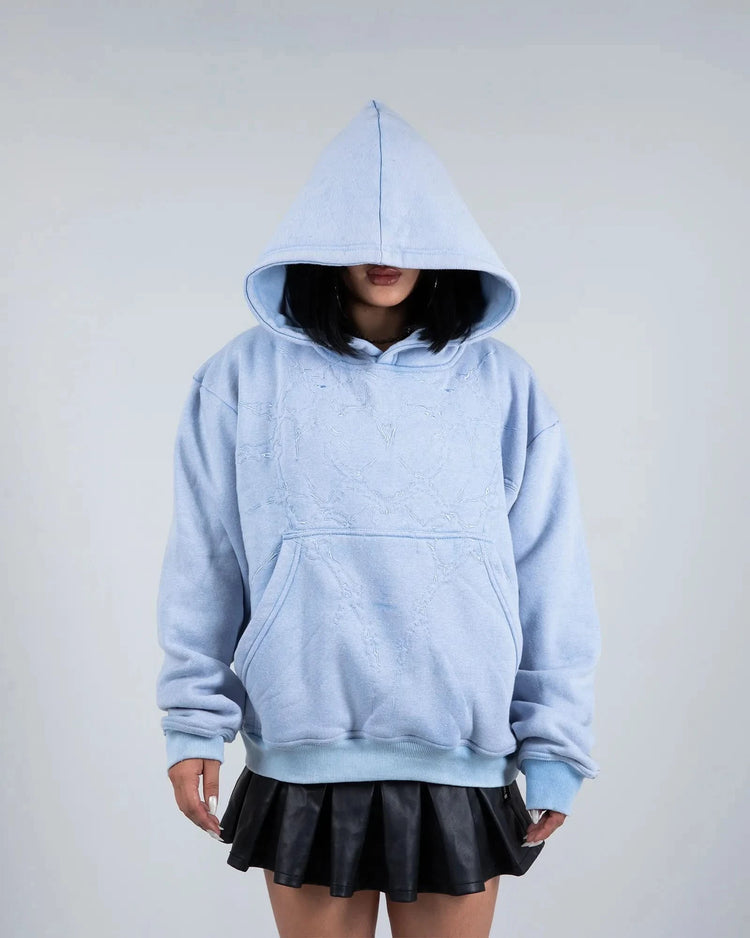 "Half a Million" Embroidered Hoodie (Baby Blue)