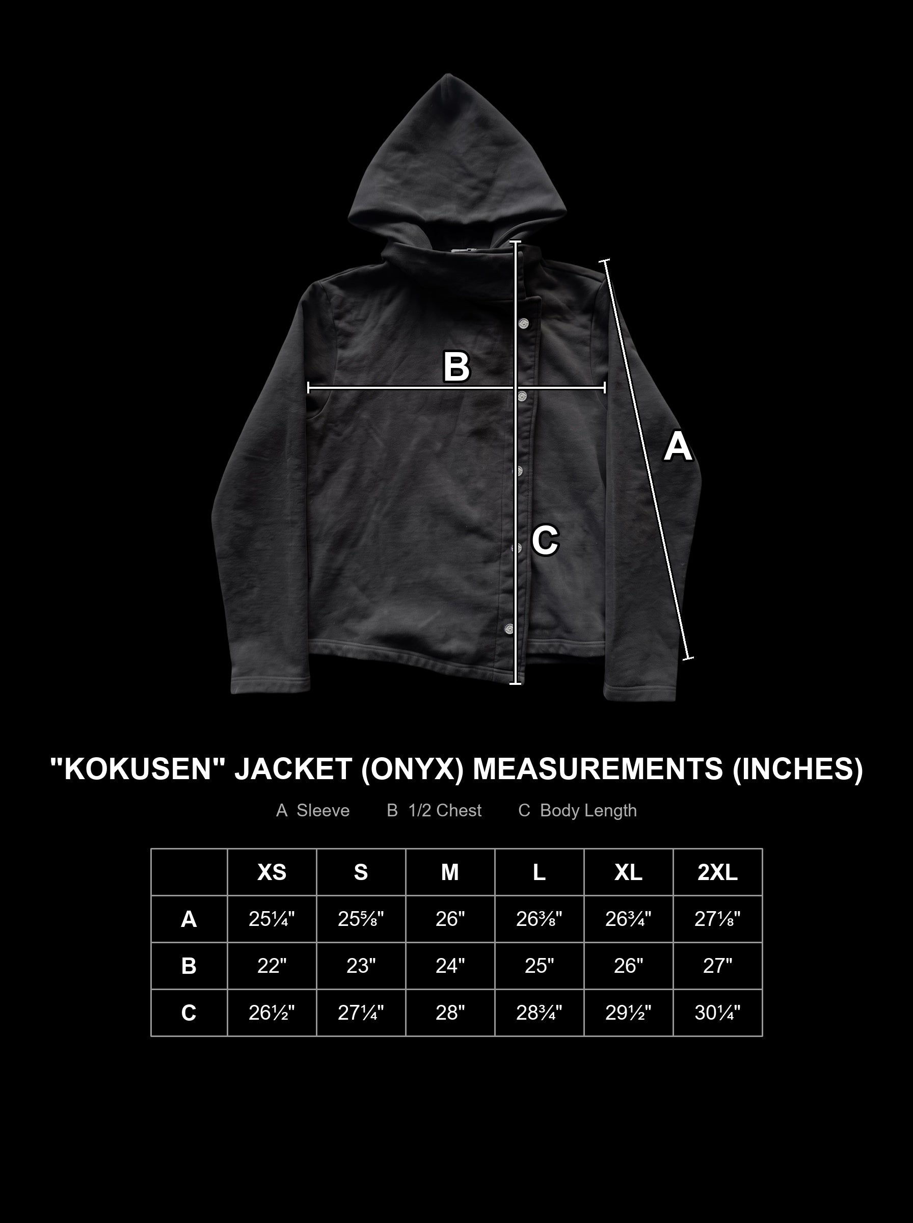 kokusen-jacket-black size chart