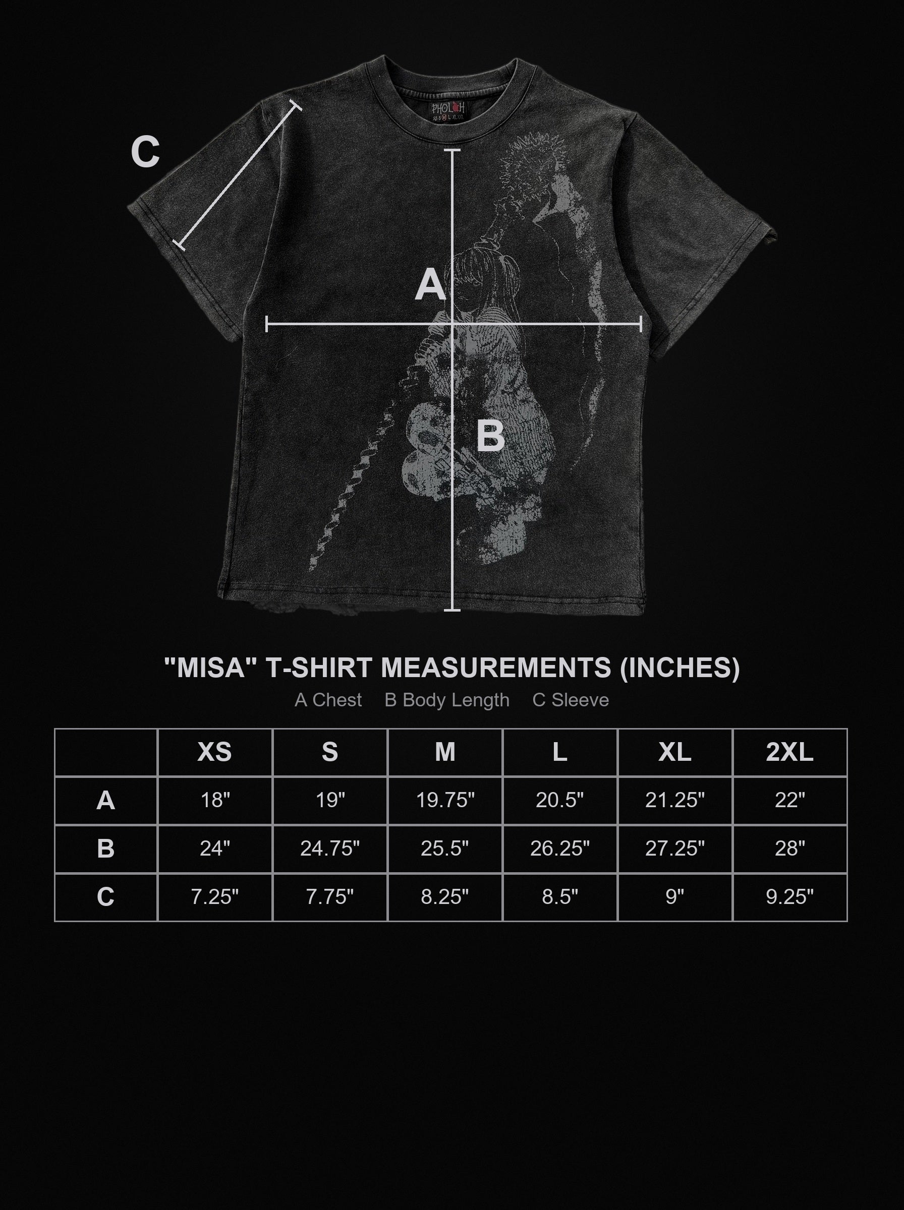misa-t-shirt size chart