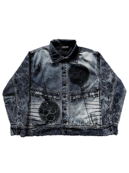 "Bela" Embroidered Jacket (Navy)