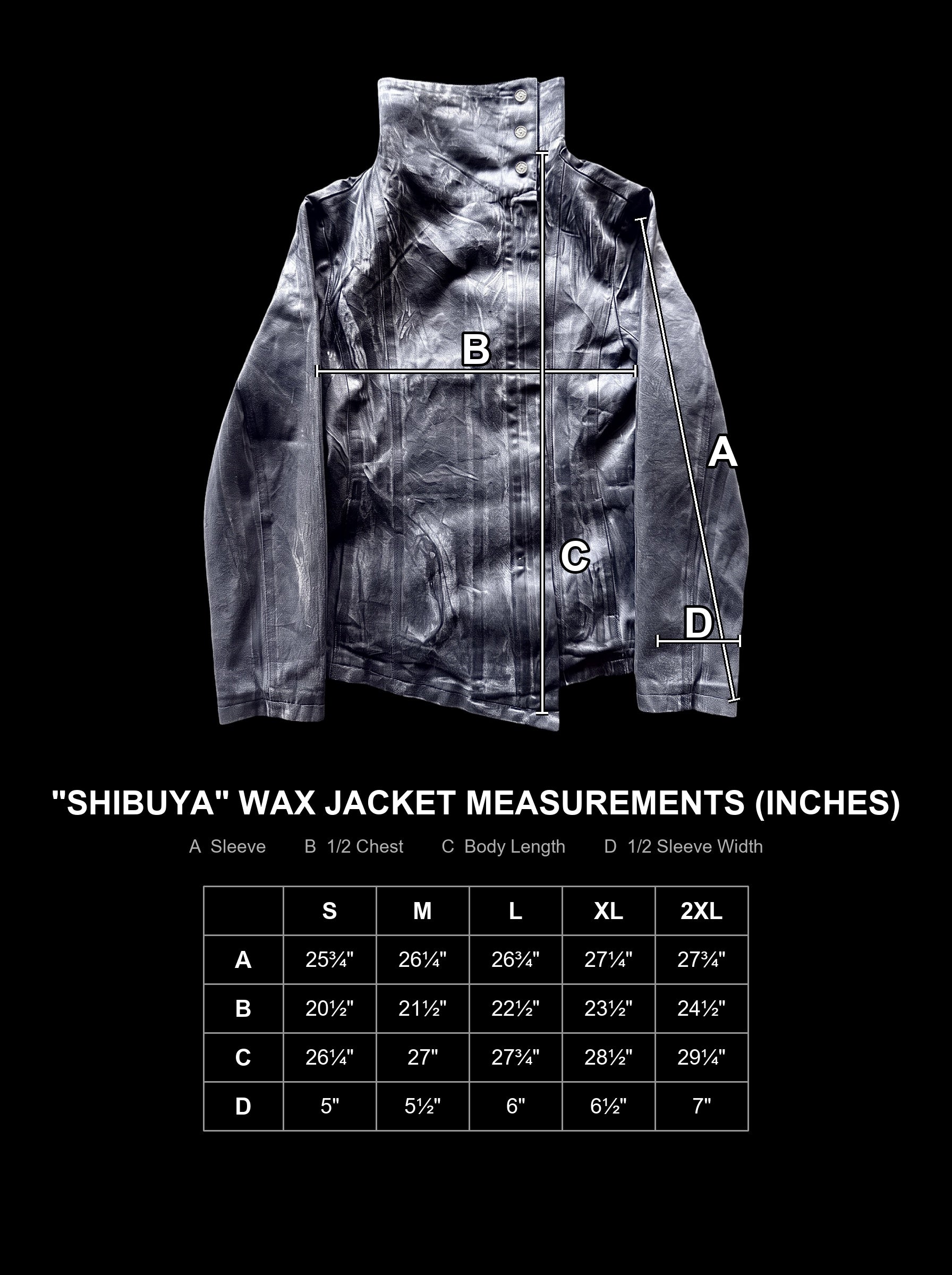 shibuya-wax-jacket size chart
