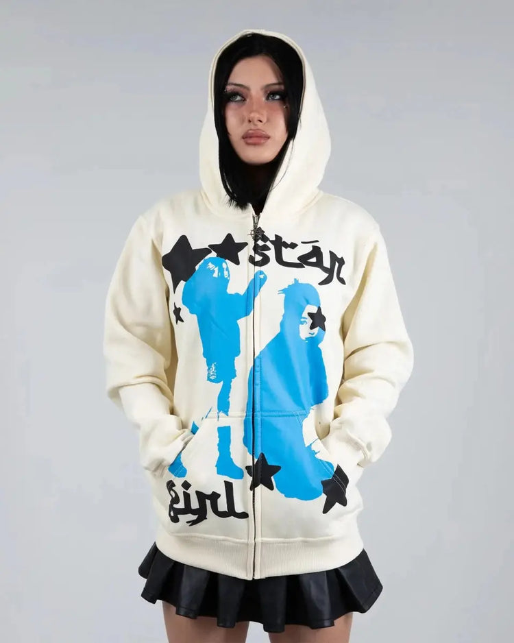 "Star Girl" Zip - Up (Cream) - pholoh