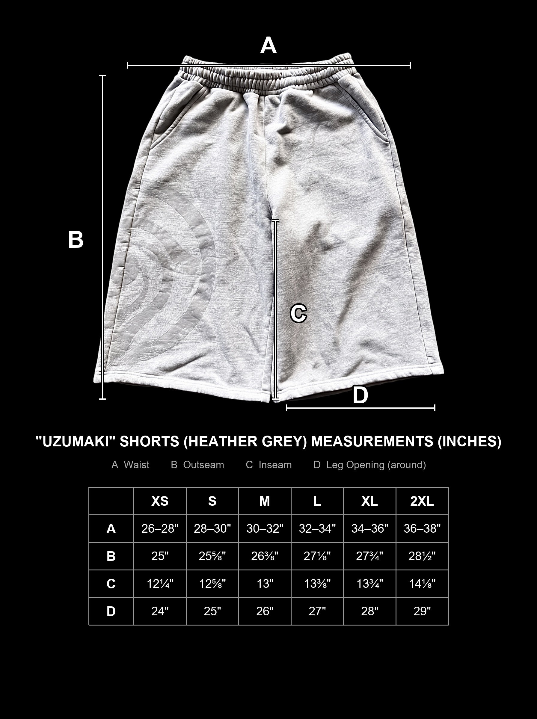 uzumaki-sweat-shorts-heather-grey size chart