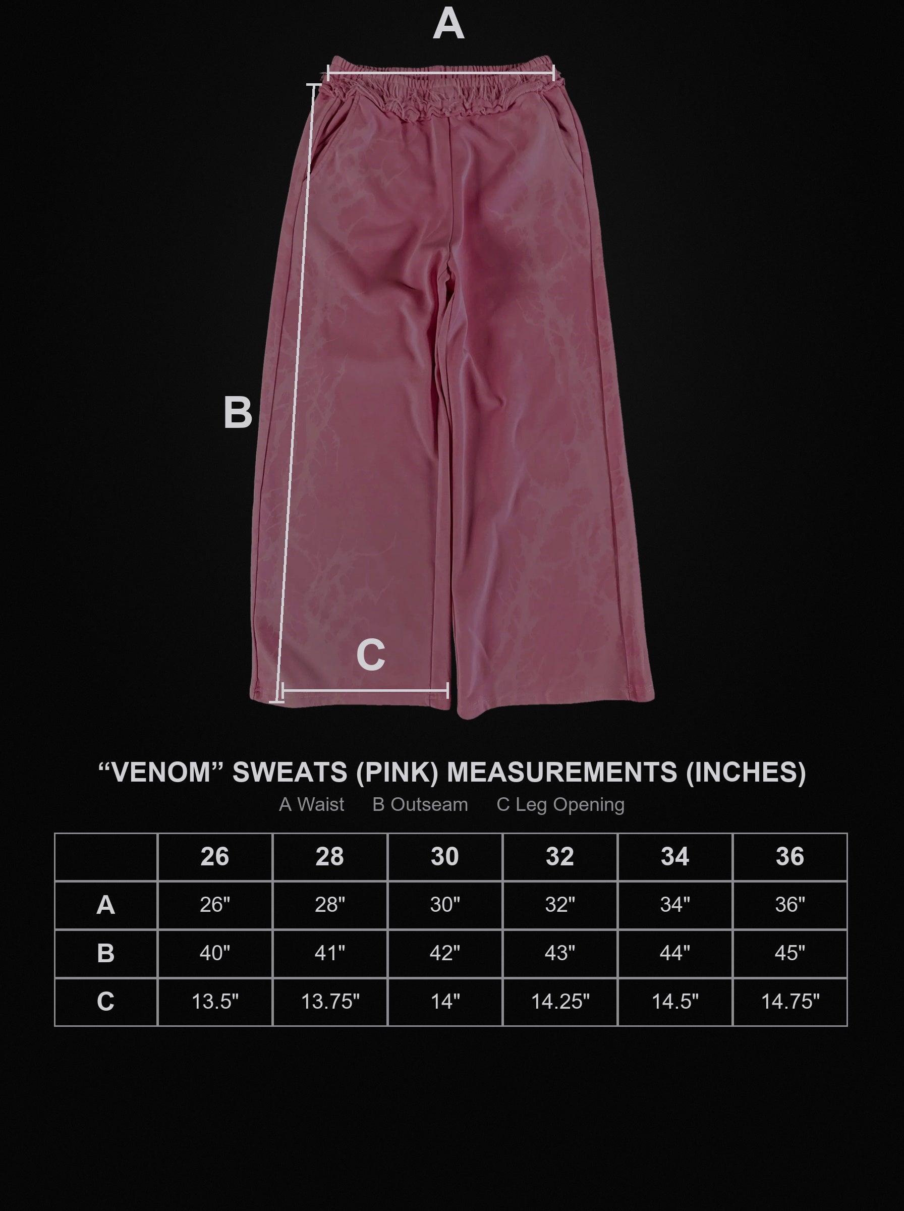 venom-sweats-pink size chart