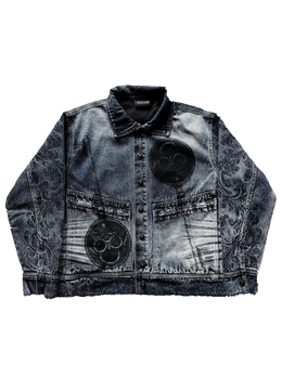 "Bela" Embroidered Jacket (Navy)