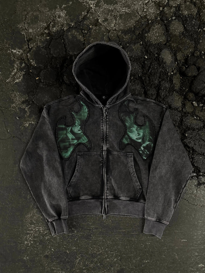 "1400" green heart zip pholoh